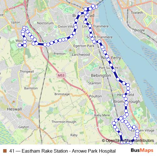 41 bus Line Map