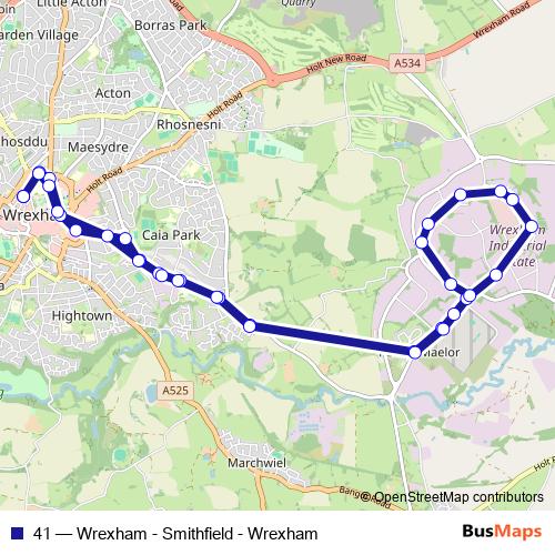 41 bus Line Map