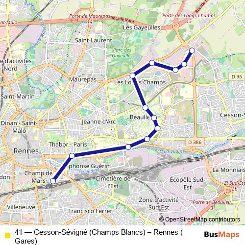 41 bus Line Map