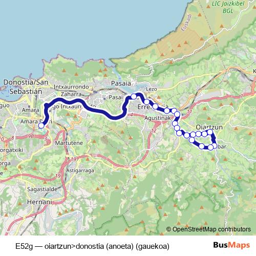 E52g bus Line Map