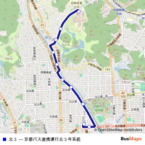 北３ bus Line Map