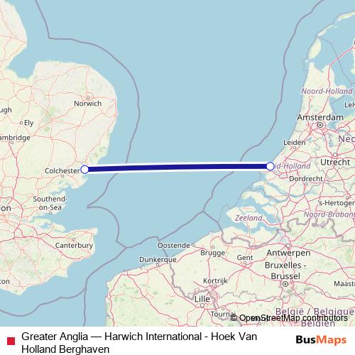 Greater Anglia ferry Line Map