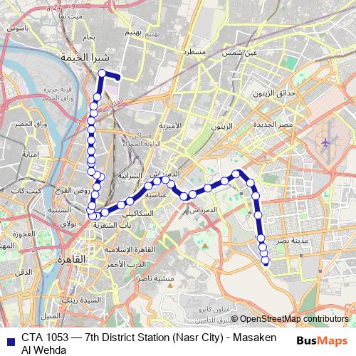 CTA 1053 bus Line Map