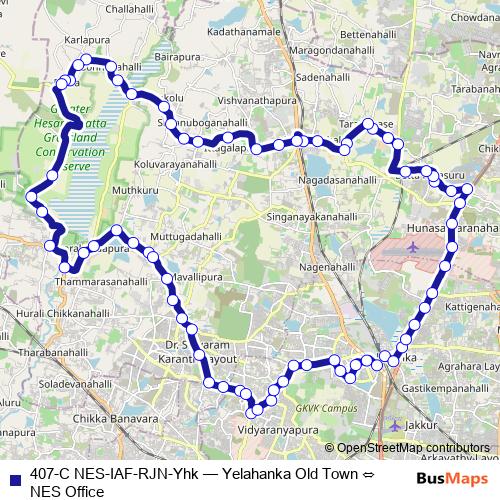 407-C NES-IAF-RJN-Yhk bus Line Map