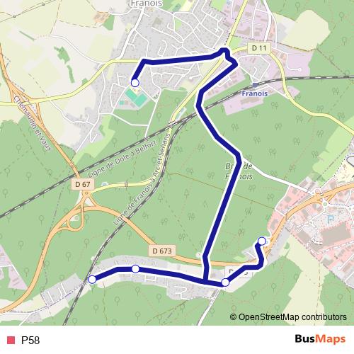 P58 bus Line Map