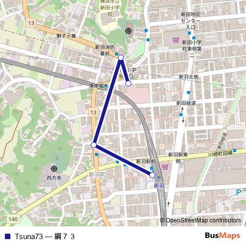 Tsuna73 bus Line Map