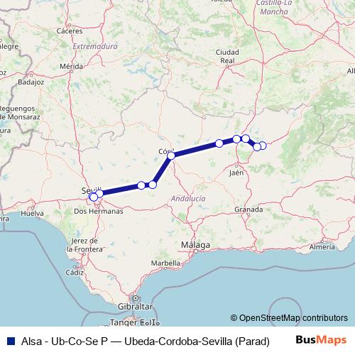 Alsa - Ub-Co-Se P bus Line Map