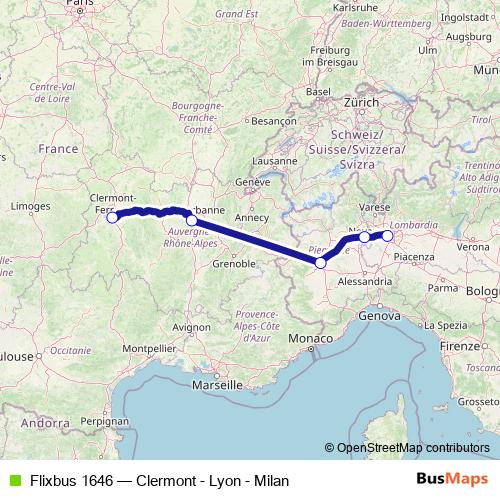 Flixbus 1646 bus Line Map