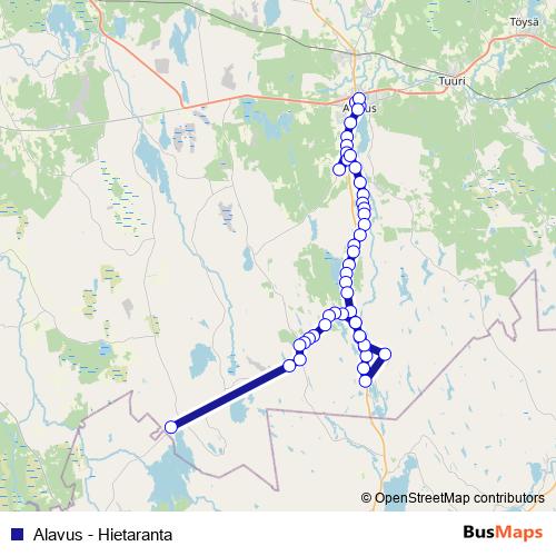 Alavus - Hietaranta bus Line Map