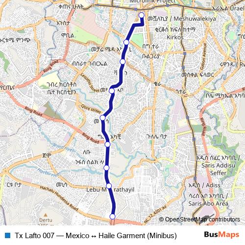 Tx Lafto 007 bus Line Map