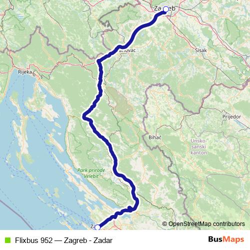 Flixbus 952 bus Line Map