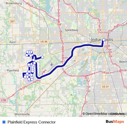 Plainfield Express Connector bus Line Map
