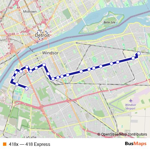418x bus Line Map