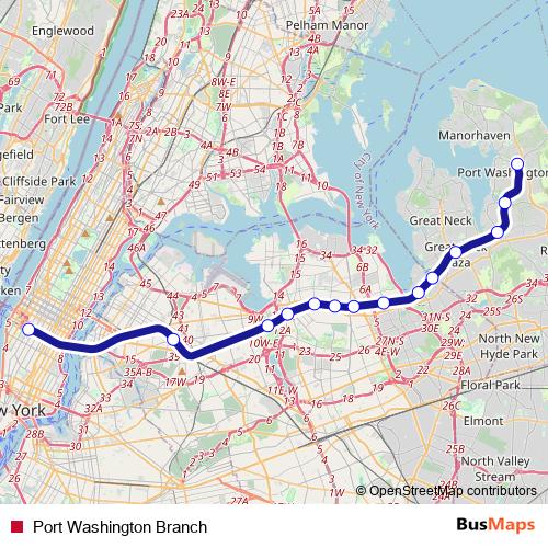 Port Washington Branch rail Line Map