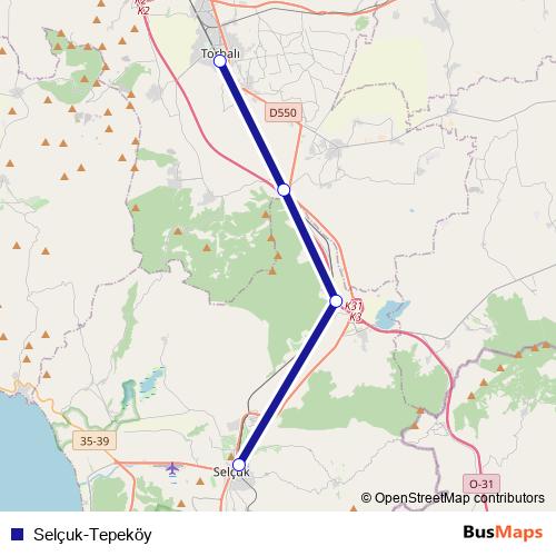 Selçuk-Tepeköy rail Line Map