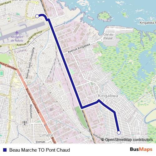 Beau Marche TO Pont Chaud bus Line Map