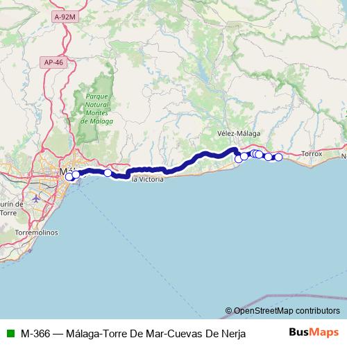 M-366 bus Line Map
