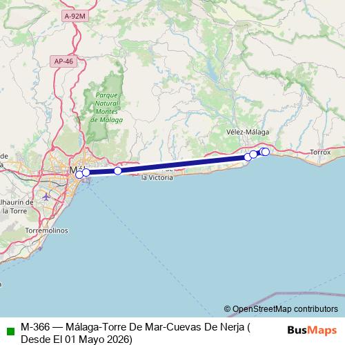 M-366 bus Line Map