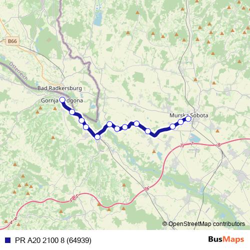 PR A20 2100 8 (64939) bus Line Map