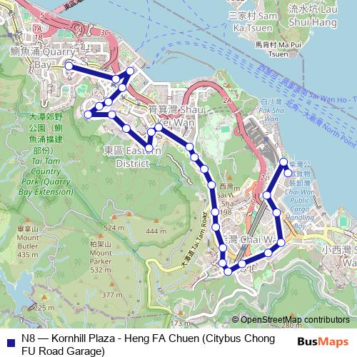N8 bus Line Map