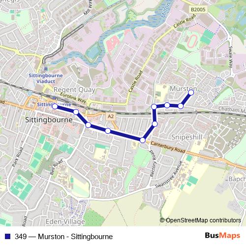 349 bus Line Map