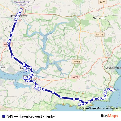 349 bus Line Map