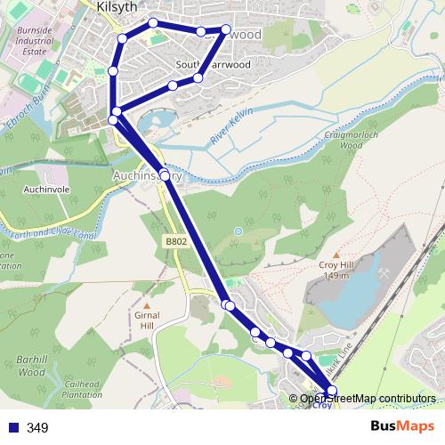 349 bus Line Map