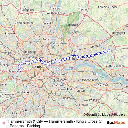 Hammersmith & City metro Line Map