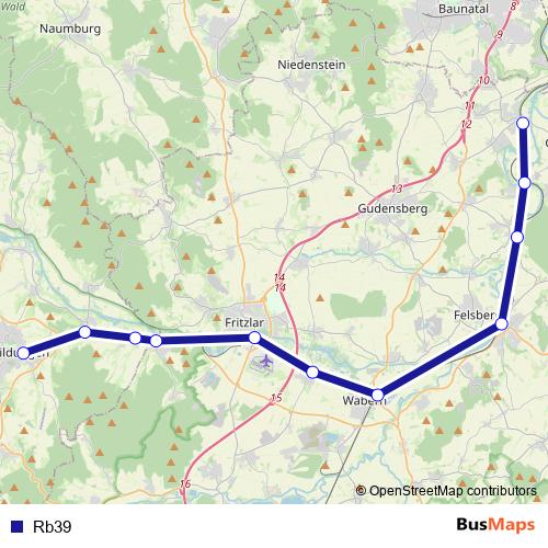 Rb39 bus Line Map