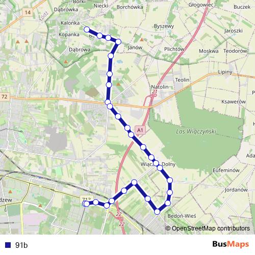 91b bus Line Map