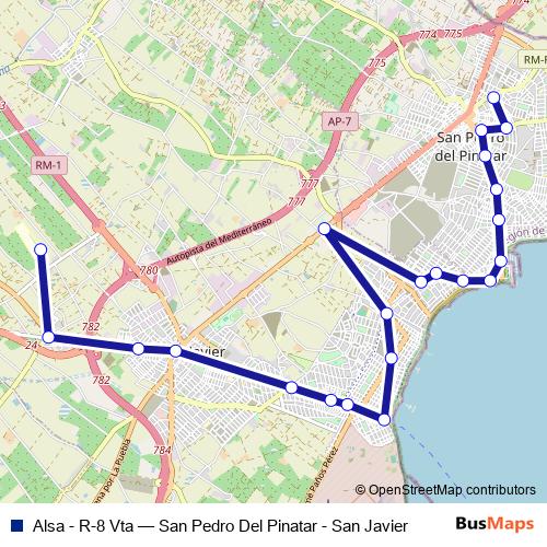 Alsa - R-8 Vta bus Line Map