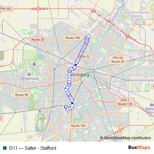 D11 bus Line Map
