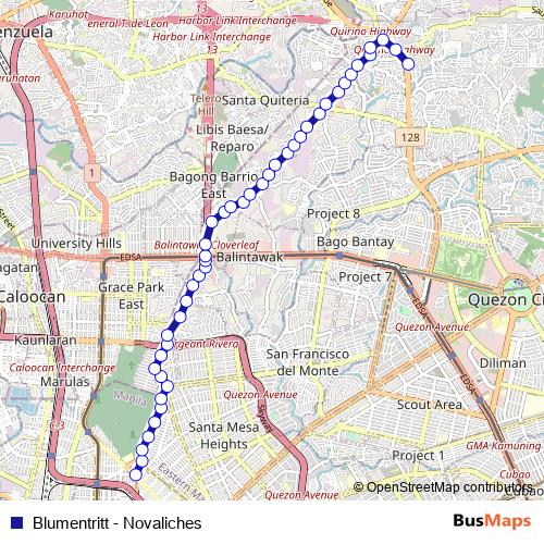 Blumentritt - Novaliches bus Line Map