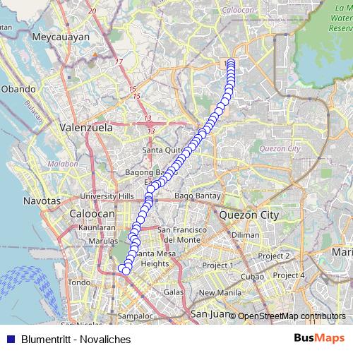 Blumentritt - Novaliches bus Line Map