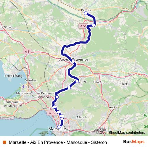 Marseille - Aix En Provence - Manosque - Sisteron rail Line Map