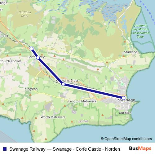 Swanage Railway rail Line Map