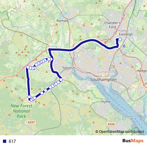 617 bus Line Map