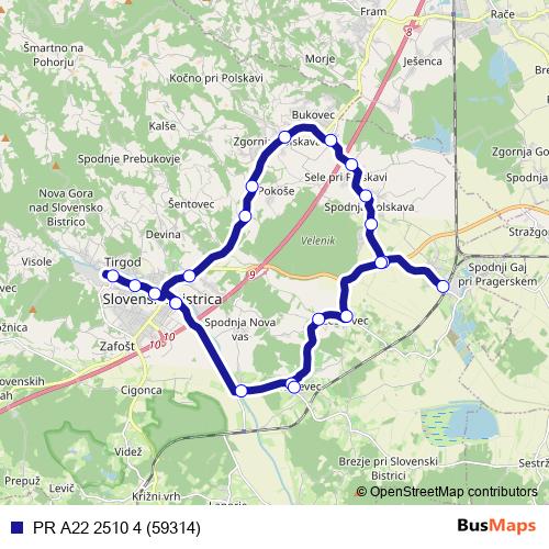 PR A22 2510 4 (59314) bus Line Map