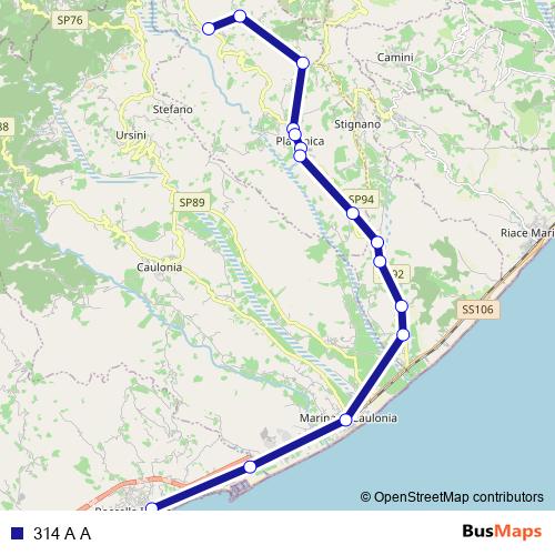 314 A A bus Line Map