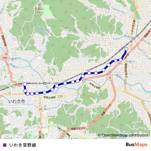 Iwaki Kusano Line bus Line Map