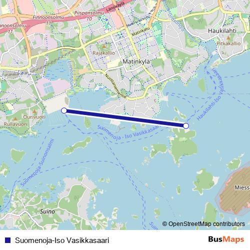 Suomenoja-Iso Vasikkasaari ferry Line Map
