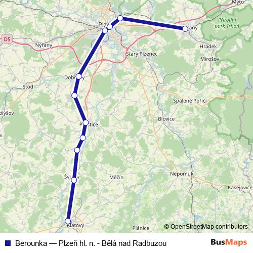 Berounka rail Line Map