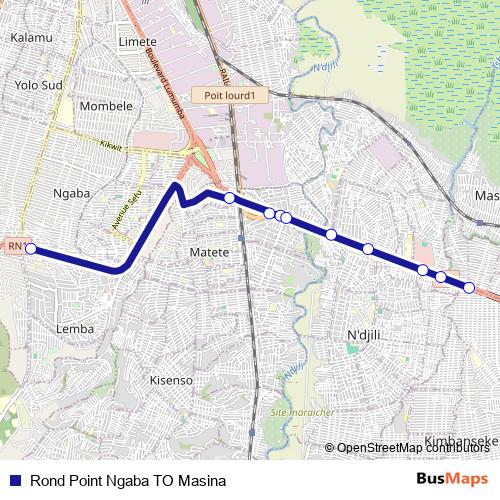 Rond Point Ngaba TO Masina bus Line Map
