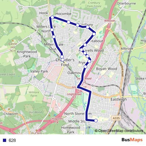 628 bus Line Map