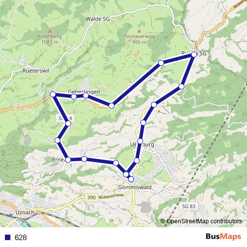 628 bus Line Map