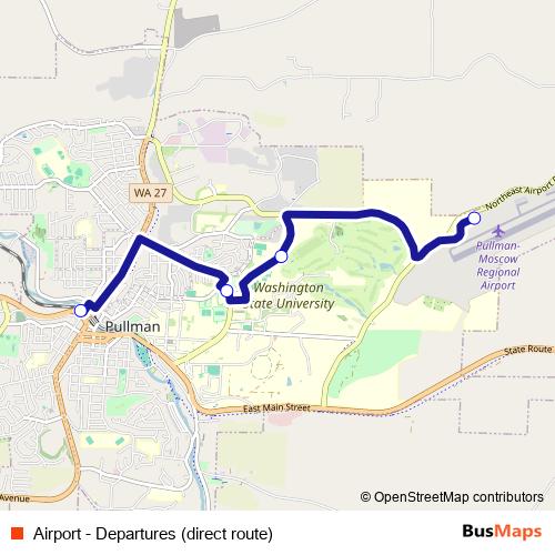 Airport - Departures (direct route) bus Line Map