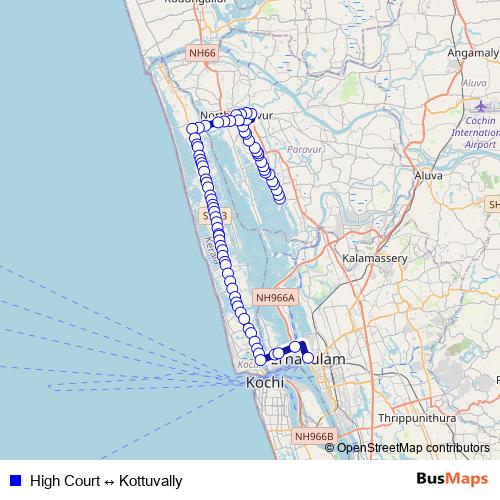 High Court ↔ Kottuvally bus Line Map
