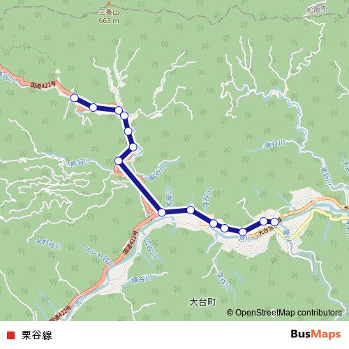 栗谷線 bus Line Map