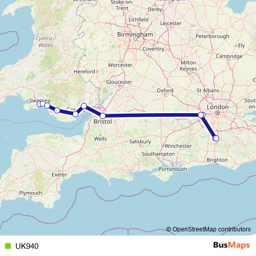 UK940 bus Line Map