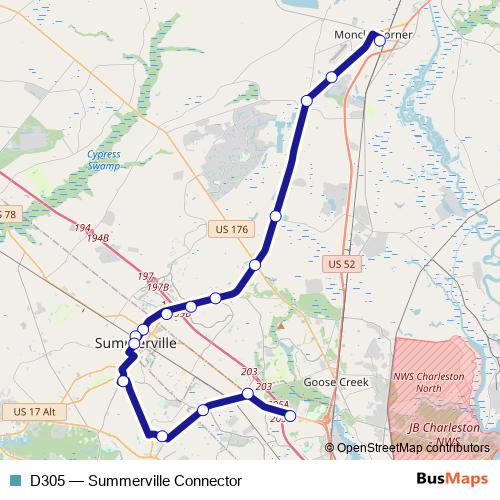 D305 bus Line Map